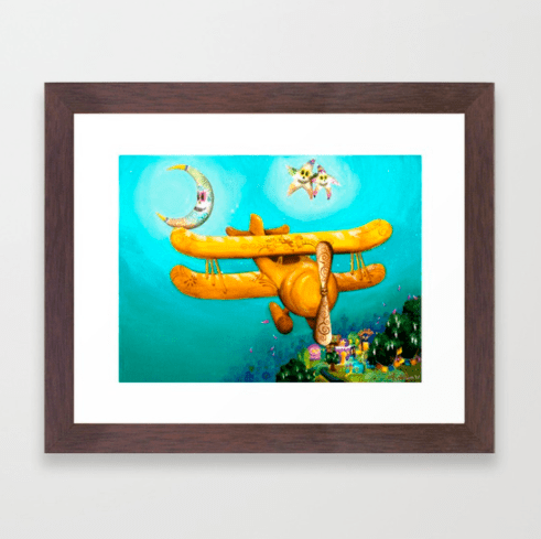 Dia De Los Muertos Biplane - framed PNG